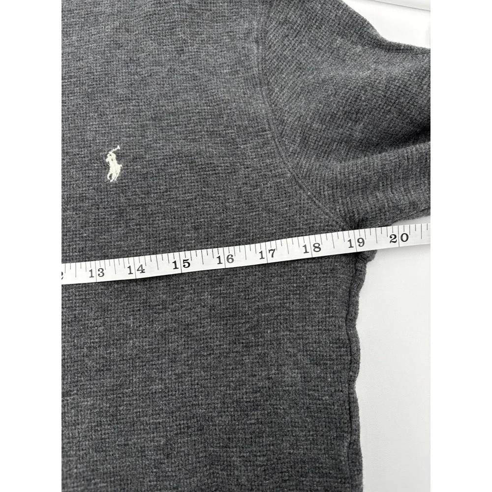 Polo Ralph Lauren Thermal Waffle Knit Shirt Mens M Gray Long Sleeve Cotton